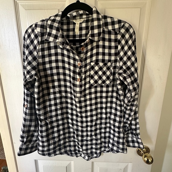 Matilda Jane Tops - Matilda Jane Black & White Gingham Button-Up Shirt